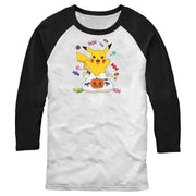 Men's Pokemon Halloween Pikachu Candy Bag  Adult Baseball Tee