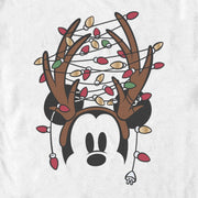 Men's Mickey & Friends Antlers with Christmas Lights  Adult T-Shirt