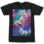 Men's Lost Gods Shark Kitten Space Attack  Adult T-Shirt