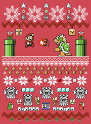 Men's Nintendo Mario and Bowser Ugly Christmas Sweater  Adult T-Shirt