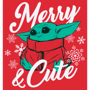 Men's Star Wars: The Mandalorian Christmas The Child Merry and Cute  Adult T-Shirt