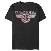 Men's Marvel Captain Marvel Logo Banner Tie Dye Colors  Adult T-Shirt