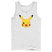 Men's Pokemon Pikachu Wink Face  Adult Tank Top