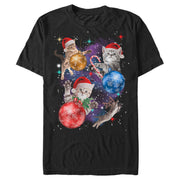 Men's Lost Gods Xmas Cats in Space  Adult T-Shirt