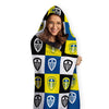 Leeds United FC Chequered Adult Hooded Fleece Blanket