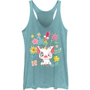 Junior's Floral scatter Racerback Tank Top