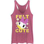 Junior's Felt Cute Daisy Racerback Tank Top