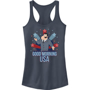 Junior's Good Morning USA Racerback Tank Top