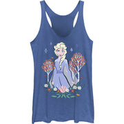 Junior's Elsa Flowers Racerback Tank Top