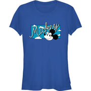 Junior's Mickey Head Sky Short Sleeve T-Shirt