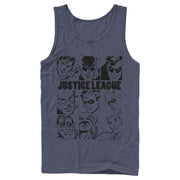 Men's Justice League Vintage Hero Panels  Adult Tank Top