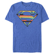 Men's Superman Logo Retro Stripe  Adult T-Shirt