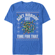 Men's Lost Gods Christmas Lights Nobody Got Time  Adult T-Shirt