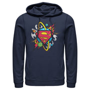 Men's Superman Logo Solar System  Adult Pull Over Hoodie