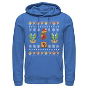 Men's Nintendo Ugly Christmas Mario Question  Adult Pull Over Hoodie