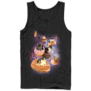 Men's Lost Gods Space Cat Doughnut Race  Adult Tank Top