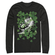 Men's Marvel St. Patrick's Day Hulk Clover Field  Adult Long Sleeve Shirt