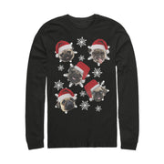 Men's Lost Gods Ugly Christmas Pug Snowflakes  Adult Long Sleeve Shirt