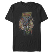 Men's Justice League Vintage Hero Collage  Adult T-Shirt