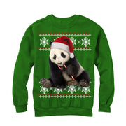 Men's Lost Gods Ugly Christmas Panda and Candy Cane  Adult Sweatshirt