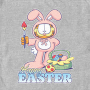 Men's Garfield Happy Easter Bunny Ears Cat  Adult T-Shirt