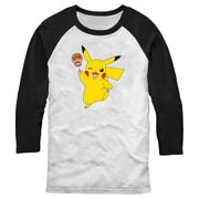 Men's Pokemon Halloween Pikachu Jack-O'-Lantern Caramel Apple  Adult Baseball Tee