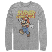 Men's Nintendo Mario Retro Jump  Adult Long Sleeve Shirt