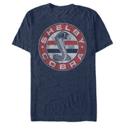 Men's Shelby Cobra Distressed Striped Logo  Adult T-Shirt