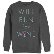 Men's CHIN UP Will Run For Wine Glass  Adult Sweatshirt