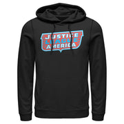 Men's Justice League Patriotic Frame Logo  Adult Pull Over Hoodie