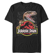 Men's Jurassic Park Velociraptor Hooked On Logo  Adult T-Shirt