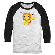 Men's Pokemon Halloween Pumpkin Pikachu  Adult Baseball Tee