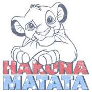 Men's Lion King Simba Hakuna Matata Stars and Stripes  Adult T-Shirt