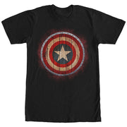 Men's Marvel Captain America Shield Wood Print  Adult T-Shirt