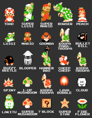 Men's Nintendo Super Mario Bros Character Guide  Adult T-Shirt