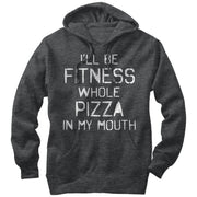 Women's CHIN UP Fitness Pizza in Mouth  Adult Pull Over Hoodie