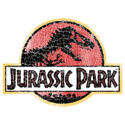 Men's Jurassic Park Cracked T-Rex Logo  Adult Baseball Tee