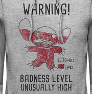 Men's Lilo & Stitch Badness Level Warning Sketch  Adult Pull Over Hoodie