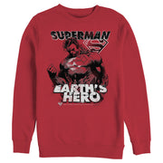 Men's Superman Grunge Earth's Hero  Adult Sweatshirt