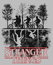 Men's Stranger Things Biking in Upside Down  Adult T-Shirt