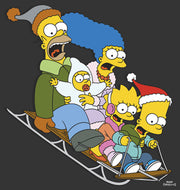 Men's The Simpsons Distressed Family Gone Sledding  Adult Sweatshirt