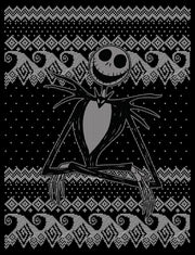 Men's The Nightmare Before Christmas Jack Skellington Distressed Christmas Sweater  Adult T-Shirt