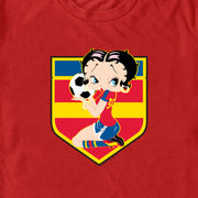 Men's Betty Boop Spain Blue Soccer Badge  Adult T-Shirt