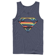 Men's Superman Logo Retro Stripe  Adult Tank Top