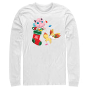 Men's Pokemon Christmas Jigglypuff and Fennekin Stocking  Adult Long Sleeve Shirt