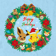 Men's Pokemon Pikachu and Eevee Happy Holidays  Adult T-Shirt