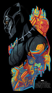 Men's Marvel Black Panther 2018 Artistic Pattern  Adult T-Shirt