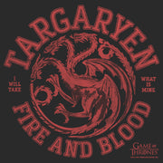 Men's Game of Thrones Targaryen Fire and Blood College Logo  Adult T-Shirt