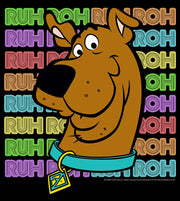 Men's Scooby Doo Ruh Roh Background Text  Adult T-Shirt