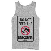 Men's Onward Do Not Feed Unicorn Warning  Adult Tank Top